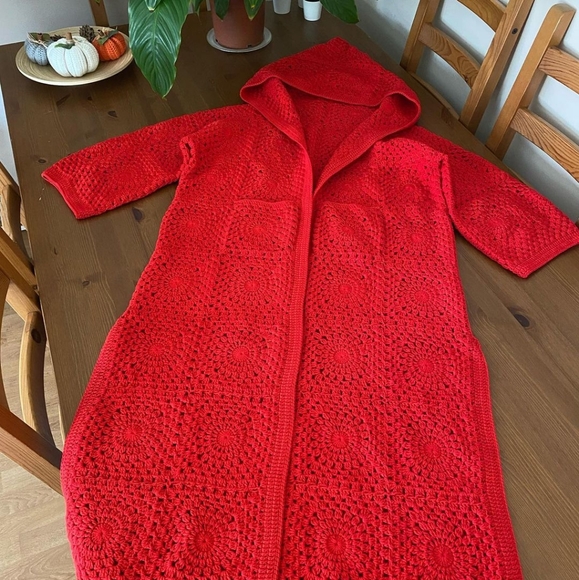 Red granny square vintage cardigan - Picture 1 of 7